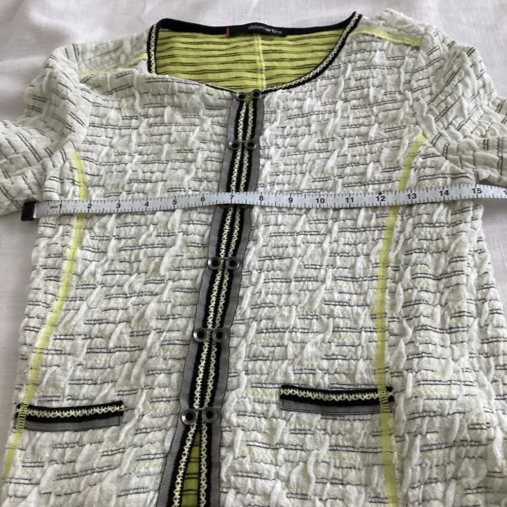 Aldo Martins Cardigan Sweater Womens Size 6 Yellow Black Lightweight Academia